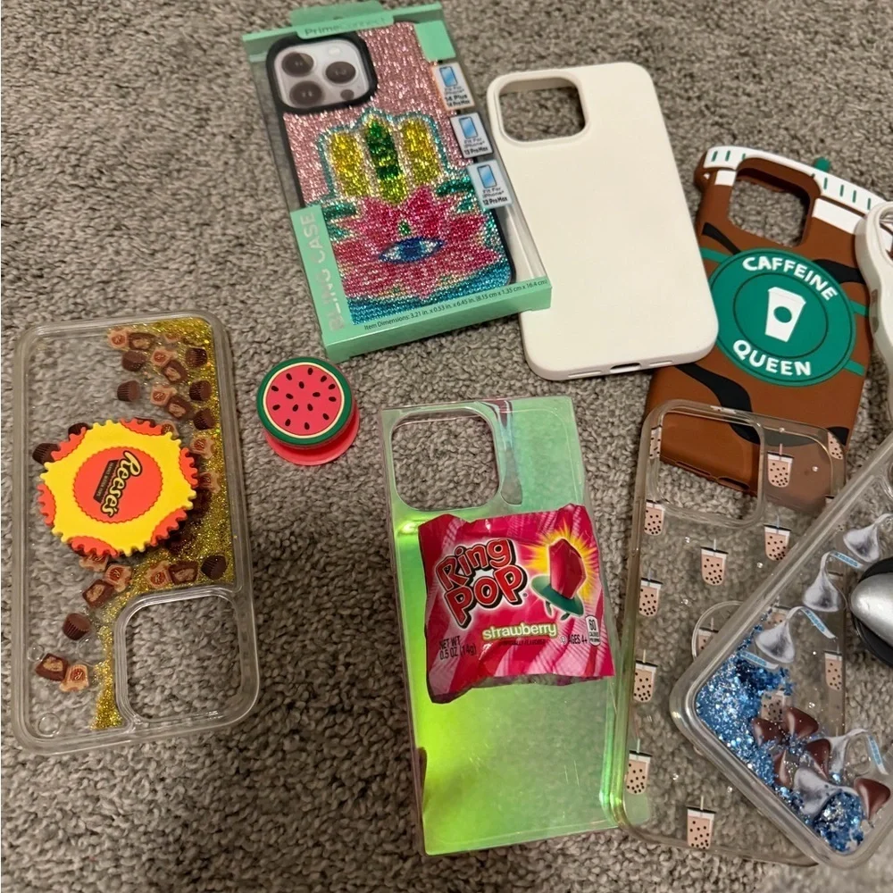 Pink and Purple Phone Accessories Set iPhone 14 max